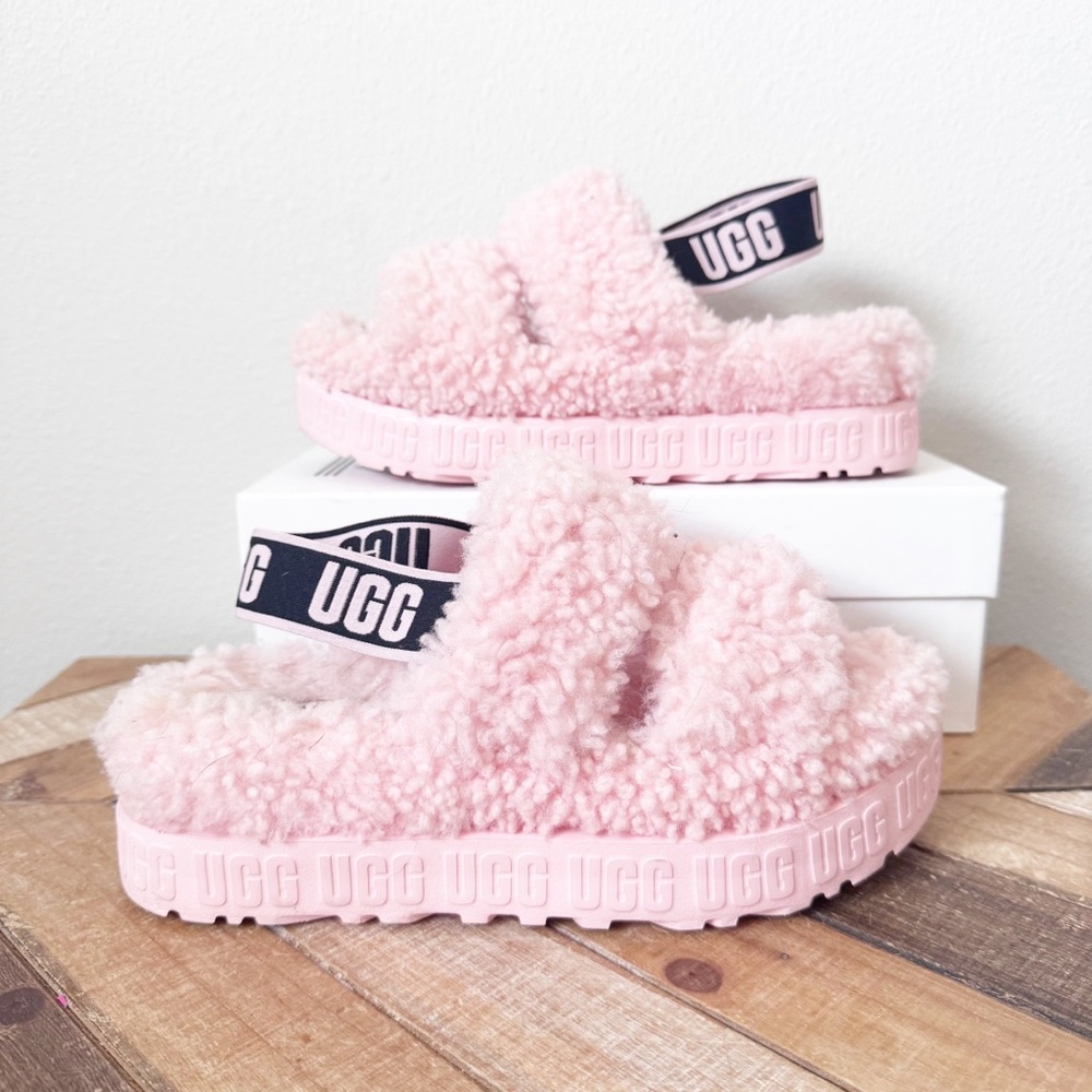 Uggs Fluff Yeah Pink Fluffita Slides - Picture 2 of 13